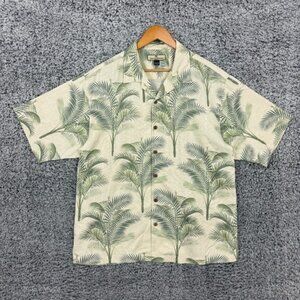 Tommy Bahama Shirt Mens Large Floral Silk Loop Collar Hawaiian Camp Retro L